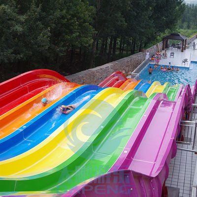 Dobra cena. 6 Lanes Fiberglass Mat Racer Water Slide Rainbow Racing Water Slides 10m Height w Internecie