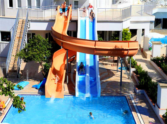 Rainbow Racing Curved Swimming Pool Water Slide Combo CE RoHS Approved