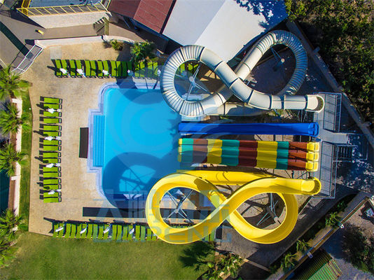 Hotel 6m Swimming Pool Water Slide Set Static Proof Fiberglass Customized Color