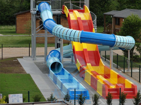 Spiral Enclosed Water Slide Rainbow Racing Pool Slide With Led Light Effect