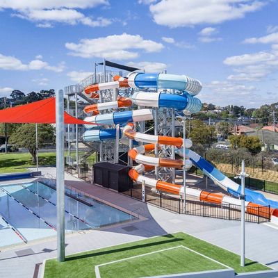 Wodny Park Ride Wielka Gra I Ślizgi Włókno Szklane Rury Akcesoria Pływacy basen dla dzieci