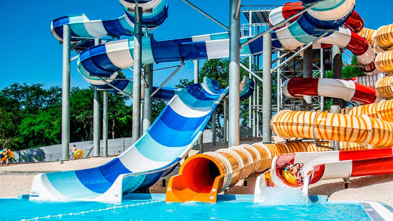 Komercyjny park wodny basen wzornictwo Rainbow Fiberglass Slide Set