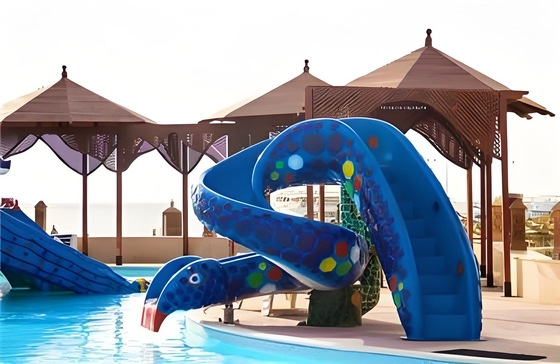 Fiberglass Water Splash Swimming Pool Slide Waterplayground Water Park Animals Set Color customization Elephant Snake Rainbow Children's Pool Slide