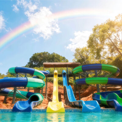 Dobra cena. Otwarty spiralny zjeżdżalnik wodny Kombinacja Fiberglass Rides Gra użyteczność dla rodzinnych basenu na świeżym powietrzu Aqua Park Niestandardowy projekt 2D w Internecie