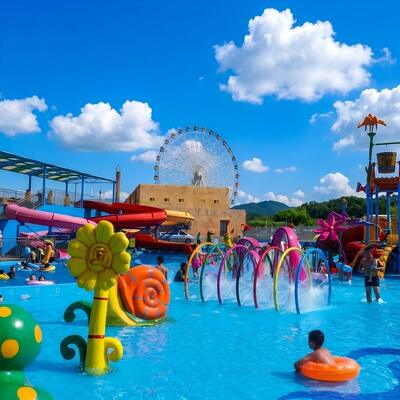 Dobra cena. Interaktywny domek z jabłoni kwiatowej Rainbow Splash Pad dla dzieci Park wodny z basenem z certyfikatem CE w Internecie