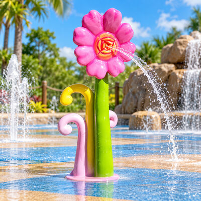 Flower Water Spray Feature For Splash Pads Swimming Pool Water Games For Kid With Designs